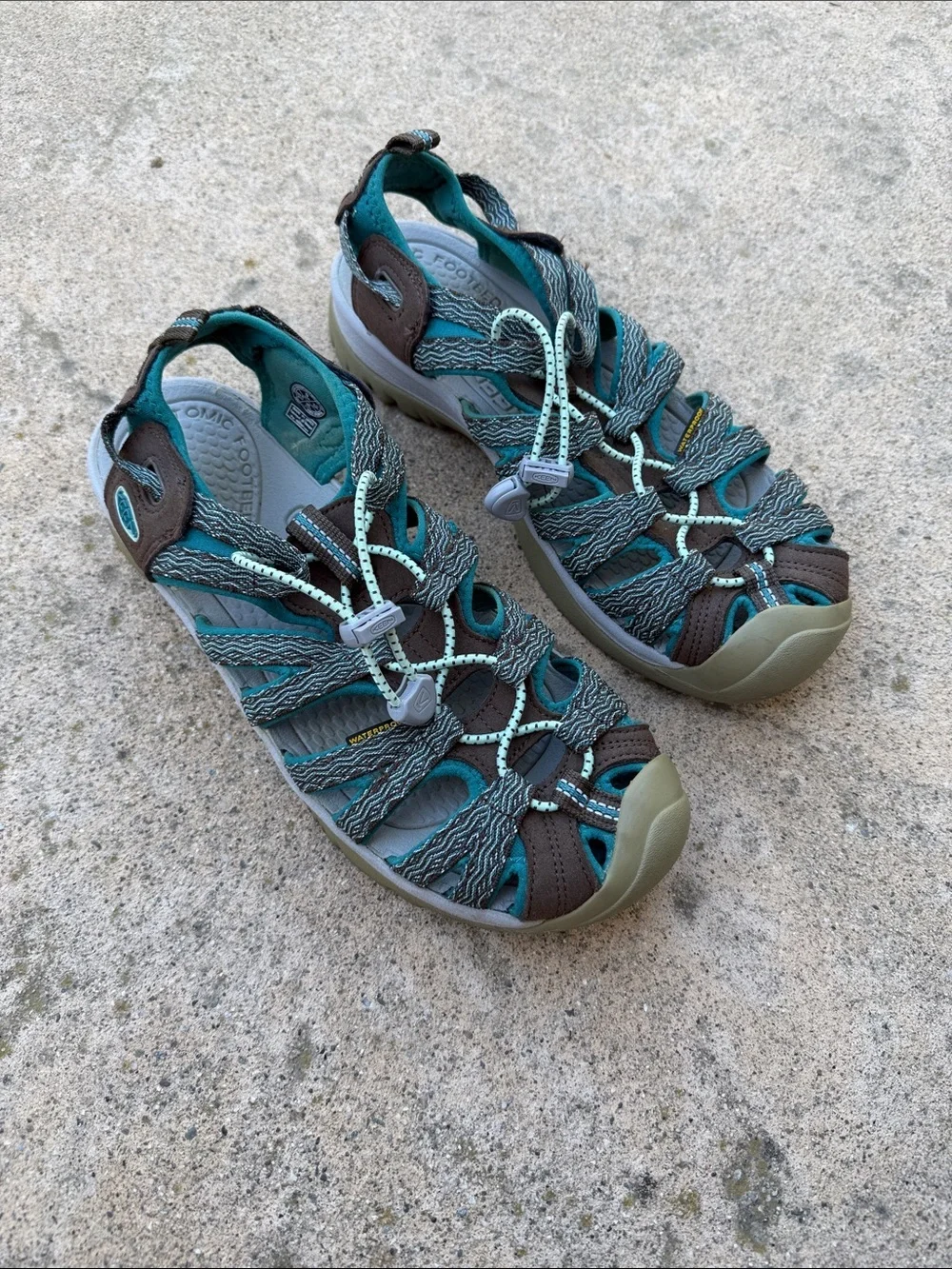 KEEN Women's Whisper H20 Hiking Sandals In Turquoise Brown Size 9